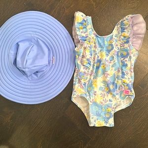 Ruffle Butts swimsuit and sun hat